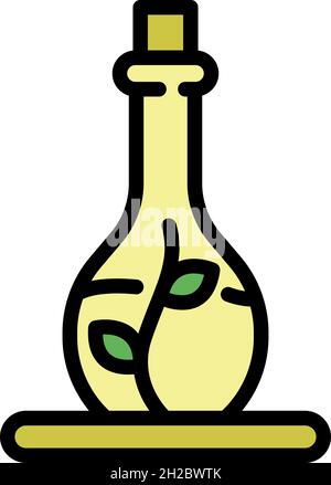 Gira l'icona di un matraccio. Contorno ramato in una fiasca vettore icona colore piatto isolato Illustrazione Vettoriale