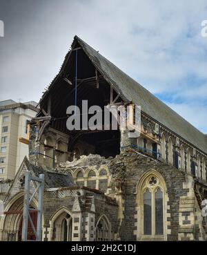 cattedrale di christchurch nuovo zelanda terremoto danneggiato Foto Stock