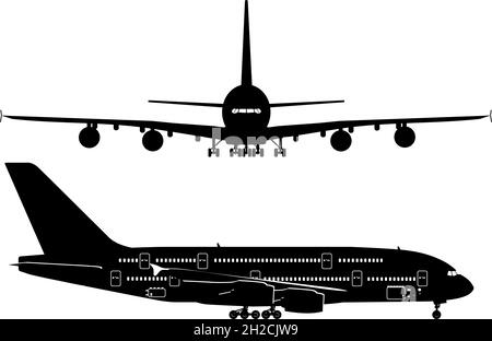 Silhouette passeggero Jet. Formato vettoriale EPS-8 disponibile separato da gruppi e livelli per una facile modifica Illustrazione Vettoriale