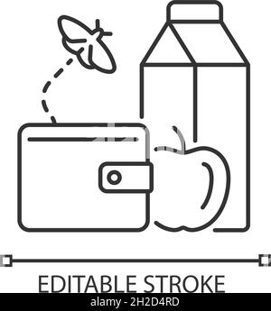 Niente soldi per l'icona del cibo lineare Illustrazione Vettoriale
