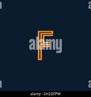 Modello di disegno con icona del logo lettera F. Tecnologia logotipo vettoriale astratto Illustrazione Vettoriale