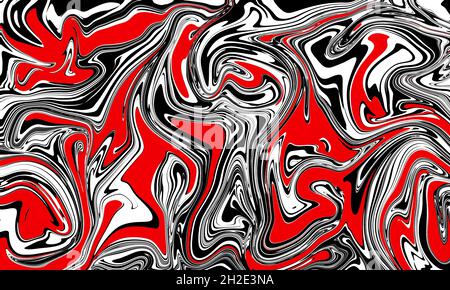 Sfondo astratto con effetto liquido. Onde rosse. Contrasta le forme uniformi Foto Stock