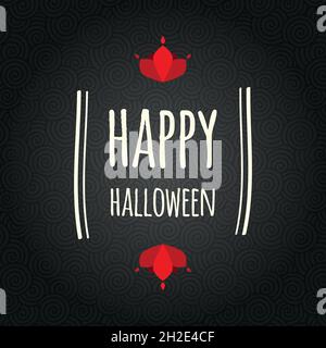 Buon testo di Halloween. Sfondo scuro. Illustrazione vettoriale, design piatto Illustrazione Vettoriale