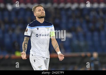 Ciro immobile della SS LAZIO durante la partita del gruppo e della UEFA Europa League tra Lazio Roma e Olympique de Marseille allo Stadio Olimpico il 21 ottobre 2021 a Roma. Foto Stock