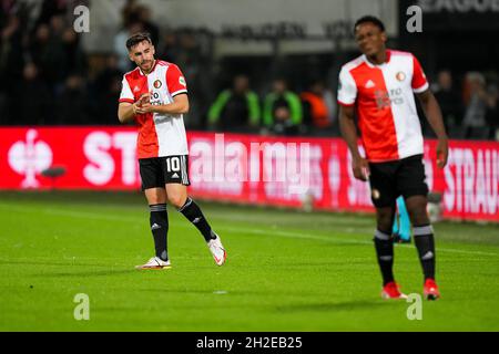 ROTTERDAM, PAESI BASSI - OTTOBRE 21: Luis Sinisterra di Feyenoord Rotterdam l durante la partita di fase del gruppo della UEFA Conference League tra Feyenoord e 1. FC Union Berlin allo Stadion Feijenoord il 21 ottobre 2021 a Rotterdam, Paesi Bassi (Foto di Yannick Verhoeven/Orange Pictures) Foto Stock