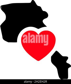 Amo Armenia, Armenia mappa e simbolo del cuore icona glifo Illustrazione Vettoriale