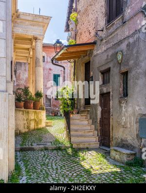 Vista panoramica a Carpineto Romano, bellissima cittadina in provincia di Roma, Lazio, Italia. Foto Stock