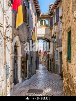 Vista panoramica a Carpineto Romano, bellissima cittadina in provincia di Roma, Lazio, Italia. Foto Stock