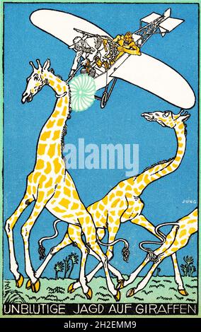 Moriz Jung - opere d'arte dell'aviazione precoce - Wiener Werkstätte - Caccia alle giraffe senza sangue Foto Stock