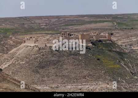 Vista del castello di Shobak in Giordania Foto Stock