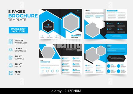 Modello di brochure del rapporto annuale Bifold Trifold, moderno e creativo Illustrazione Vettoriale