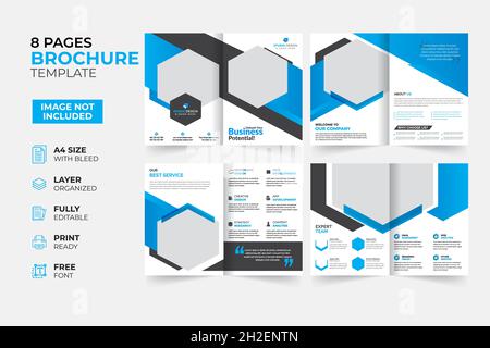 Modello di brochure del rapporto annuale Bifold Trifold, moderno e creativo Illustrazione Vettoriale