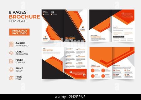 Modello di brochure del rapporto annuale Bifold Trifold, moderno e creativo Illustrazione Vettoriale