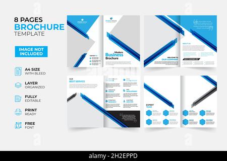 Modello di brochure del rapporto annuale Bifold Trifold, moderno e creativo Illustrazione Vettoriale