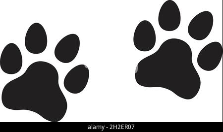 Paw stampa icona vettore gatto e cane footprint simbolo in un nero isolato in un glifo pittogramma illustrazione Illustrazione Vettoriale
