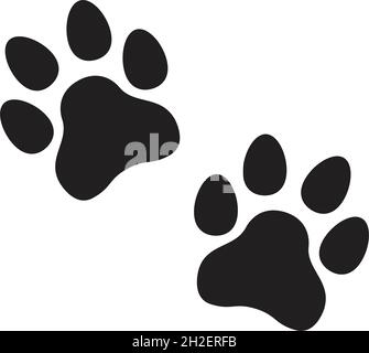 impronta gatto nera. icona isolata su bianco. Immagine piatta ...