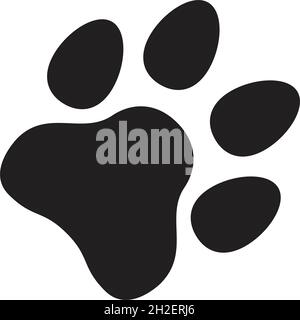 Paw stampa icona vettore gatto e cane footprint simbolo in un nero isolato in un glifo pittogramma illustrazione Illustrazione Vettoriale