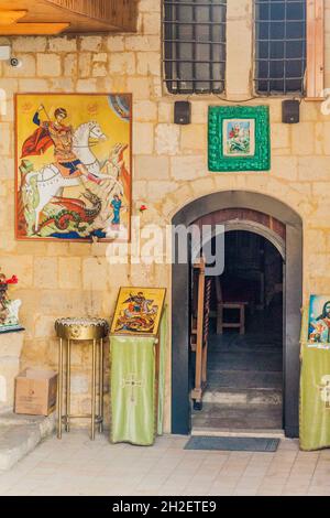SALT, GIORDANIA - 4 APRILE 2017: Interno della Chiesa di San Giorgio a Salt. Foto Stock