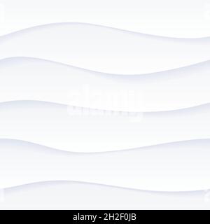 Motivo a onda bianca in rilievo per la decorazione del sito Web. Illustrazione vettoriale 3D. Illustrazione Vettoriale
