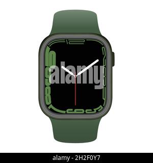 Nuovo modello moderno di orologio intelligente, Apple Watch Serie 7 flat design vettoriale illustrazione stock Illustrazione Vettoriale