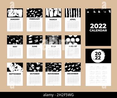 Calendario 2022 modello, calendario scrivania, progettazione Vector Illustrazione Vettoriale