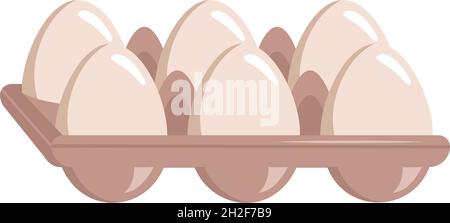 Insieme di icone di uova in un contenitore. Una fonte di calcio, proteine e vitamine. Prodotti agricoli. Illustrazione piatta vettoriale Illustrazione Vettoriale