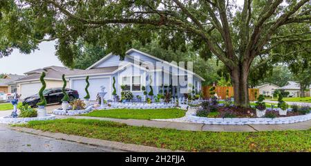 House ha partecipato al film "Edward Scissorhands", in 1774 Tinsmith Circle, in Carpenters Run - Lutz, Florida, USA Foto Stock