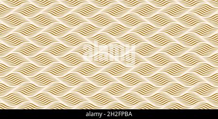 Sfondo astratto motivo geometrico con onde d'oro linee infinite texture alla moda Illustrazione Vettoriale