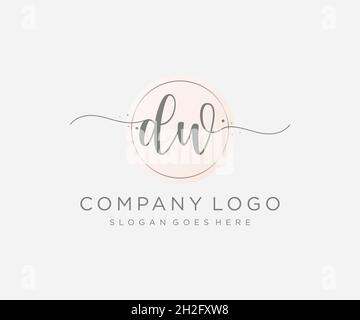 Logo DW femminile. Utilizzabile per la natura, salone, centro benessere, cosmetici e loghi di bellezza. Elemento modello di disegno con logo a vettore piatto. Illustrazione Vettoriale