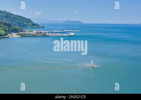 Okoshiki Beach a High Tide, Prefettura di Kumamoto, Giappone Foto Stock