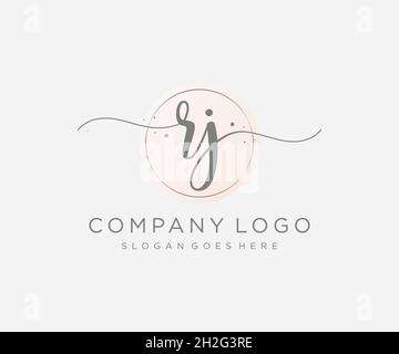Logo RJ femminile. Utilizzabile per la natura, salone, centro benessere, cosmetici e loghi di bellezza. Elemento modello di disegno con logo a vettore piatto. Illustrazione Vettoriale