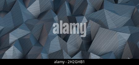 Rendering 3D della parete poligonale argentata Foto Stock