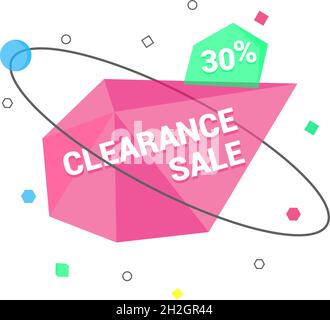 Vendita banner geometrico design flat design vettoriale illustrazione isolato su sfondo bianco. Illustrazione Vettoriale