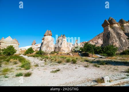 Vista del Museo all'aperto di Pasabagi in Cappadocia Nevsehir Turchia Foto Stock