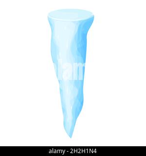 Ghiaccioli con decorazione invernale di neve, acqua ghiacciata in stille cartoon isolato su sfondo bianco. Cristalli di ghiaccio, elemento sospeso. Testurizzato, lucido. Illustrazione vettoriale Illustrazione Vettoriale