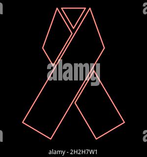 Nastro al neon rosso illustrazione vettoriale colore piatta immagine chiara Illustrazione Vettoriale
