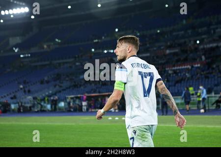 Roma, Italia, 21 ottobre 2021, Ciro immobile del Lazio durante la UEFA Europa League, Gruppo e di calcio tra SS Lazio e Olympique de Marseille il 21 ottobre 2021 allo Stadio Olimpico di Roma - Foto Federico Proietti / DPPI Foto Stock