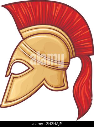 Antico greco (spartano) raffigurazione vettoriale del casco guerriero Illustrazione Vettoriale