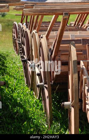 I carretti a mano erano un mezzo di trasporto per i pionieri mormoni che attraversavano le pianure verso lo Utah nel 1800. Foto Stock