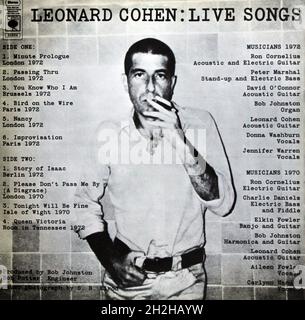 Leonard Cohen: 1973. Copertina LP: Canzoni dal vivo Foto Stock