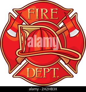 Vigili del fuoco o vigili del fuoco Croce maltese simbolo Vector Illustration Illustrazione Vettoriale