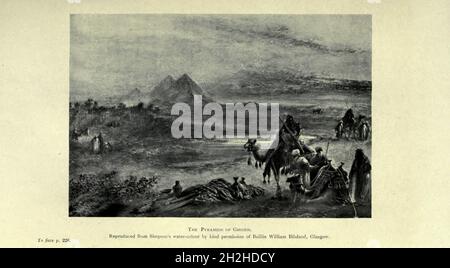 Le Piramidi di Giza dal libro ' l'autobiografia di William Simpson, R. I. (Crimea Simpson) ' di Simpson, William, 1823-1899; Eyre-Todd, George, 1862-1937 pubblicato a Londra da T. F. Unwin nel 1903. William Simpson era un artista scozzese, un artista di guerra e un corrispondente di guerra. Foto Stock