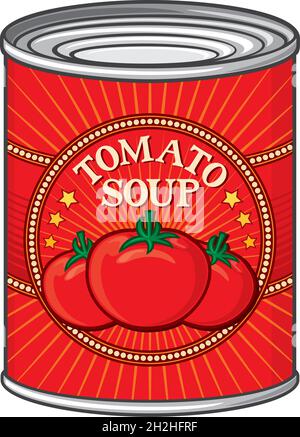 lattina di illustrazione vettoriale zuppa di pomodoro Illustrazione Vettoriale