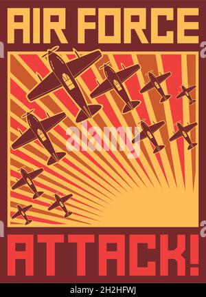 Illustrazione vettoriale del poster dell'attacco della forza aerea Illustrazione Vettoriale