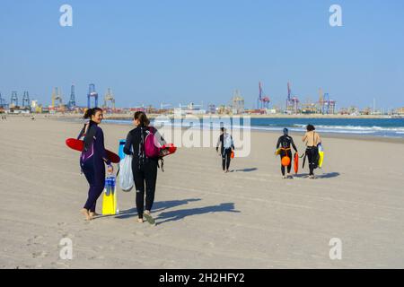 Valencia El Saler spiaggia Spagna Valencia porto sfondo Foto Stock