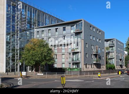 81 Hanover Park, Peckham, Londra, Regno Unito. Uno schema di alloggi sociali con rivestimento di zinco e disattivo di Alan Camp Architects. Elenco dei premi RIBA 2006. Foto Stock