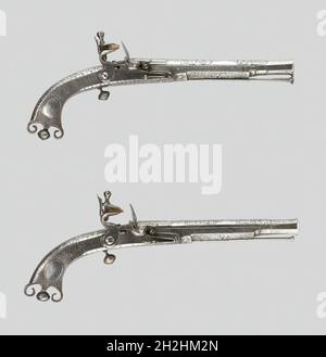 Coppia di pistole Flintlock, Scozia, 1750/75. Foto Stock