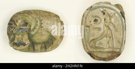 Scaraboid: Ippopotamo, Egitto, nuovo Regno, Dinastie 19-20 (circa 1295-1069 a.C.). Foto Stock