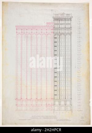 Fisher Building Addition, Chicago, Illinois, Elevation, 1890 1904.; 1913-1914.; 1893.; 1901; 1917.; 1917-1918; c.1917; 1914.; 1911-1913.. Foto Stock