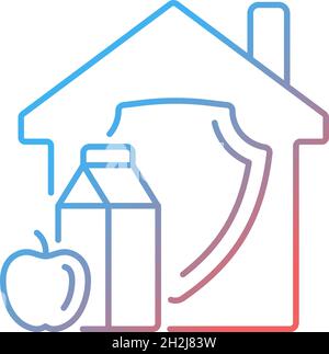 Icona vettore lineare gradiente sicurezza alimentare domestica Illustrazione Vettoriale